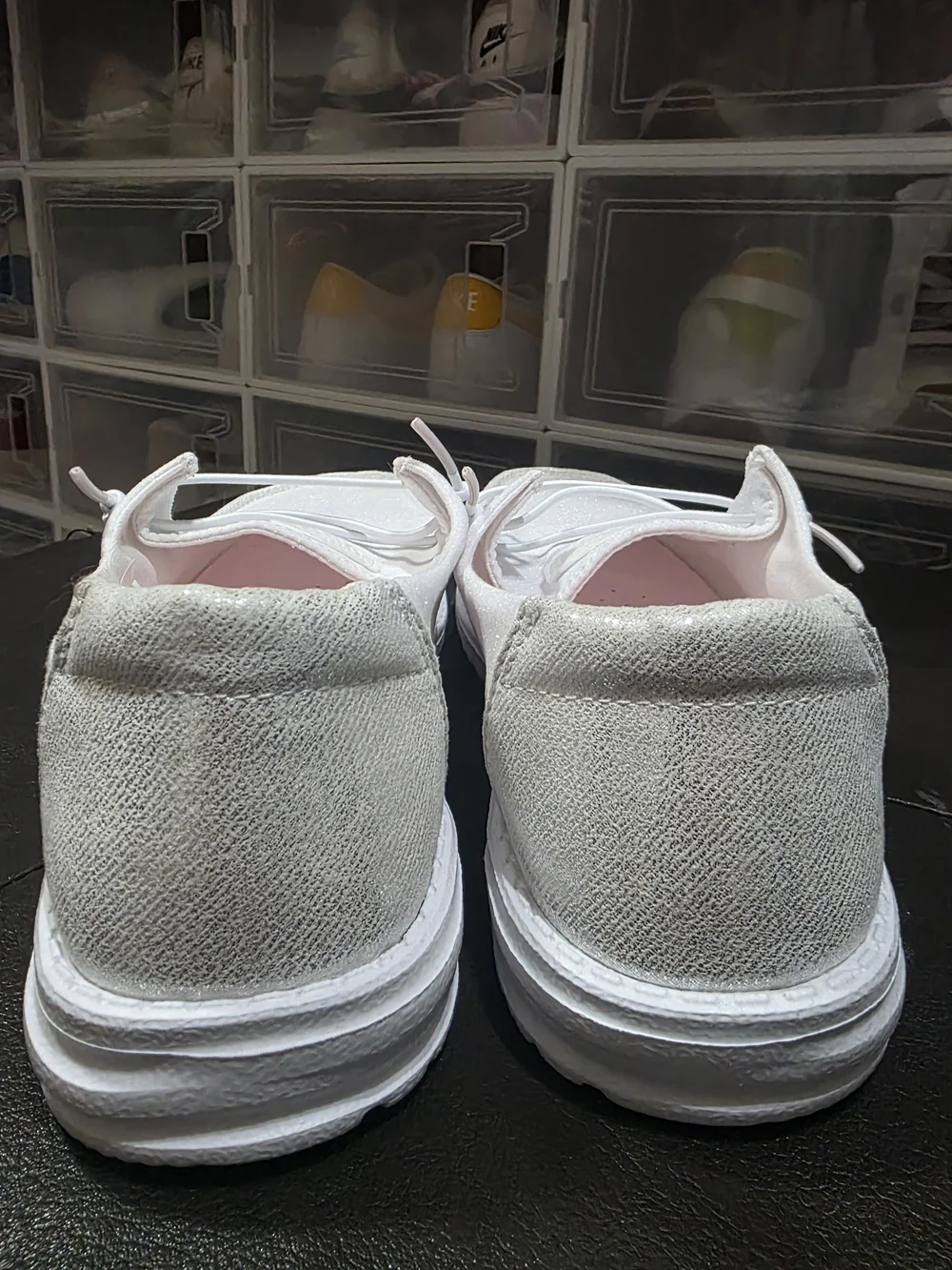 Hey Dude Women's White Glitter Moccasin Lace-Up Shoes - Picture 3 of 6